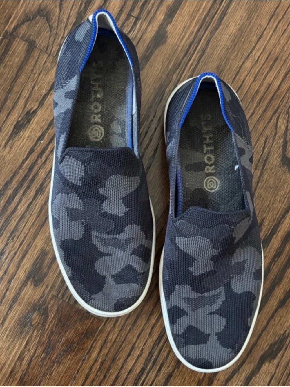 Rothy’s gray camo slip on sneakers size 9.5 women’s